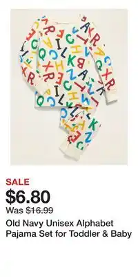 Old Navy Old Navy Unisex Alphabet Pajama Set for Toddler & Baby offer