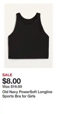 Old Navy Old Navy PowerSoft Longline Sports Bra for Girls offer