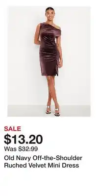 Old Navy Old Navy Off-the-Shoulder Ruched Velvet Mini Dress offer