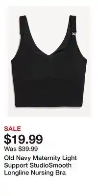 Old Navy Old Navy Maternity Light Support StudioSmooth Longline Nursing Bra offer
