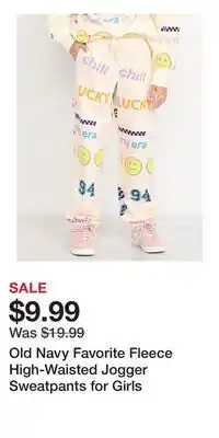 Old Navy Old Navy Favorite Fleece High-Waisted Jogger Sweatpants for Girls offer