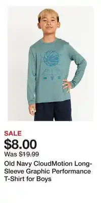 Old Navy Old Navy CloudMotion Long-Sleeve Graphic Performance T-Shirt for Boys offer