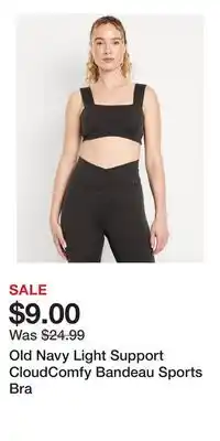 Old Navy Old Navy Light Support CloudComfy Bandeau Sports Bra offer