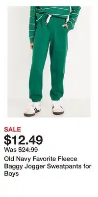 Old Navy Old Navy Favorite Fleece Baggy Jogger Sweatpants for Boys offer