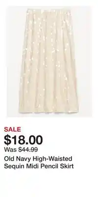Old Navy Old Navy High-Waisted Sequin Midi Pencil Skirt offer