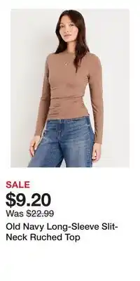 Old Navy Old Navy Long-Sleeve Slit-Neck Ruched Top offer