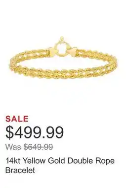 Costco 14kt Yellow Gold Double Rope Bracelet offer