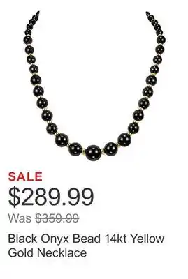 Costco Black Onyx Bead 14kt Yellow Gold Necklace offer