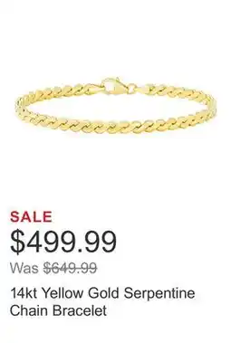 Costco 14kt Yellow Gold Serpentine Chain Bracelet offer