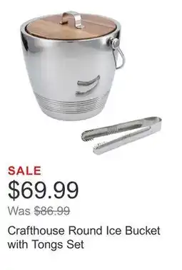 Costco Crafthouse Round Ice Bucket with Tongs Set offer