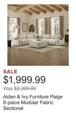 Costco Aiden & Ivy Furniture Paige 6-piece Modular Fabric Sectional offer