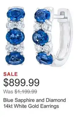 Costco Blue Sapphire and Diamond 14kt White Gold Earrings offer