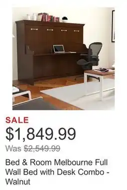 Costco Bed & Room Melbourne Full Wall Bed with Desk Combo - Walnut offer