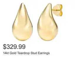 Costco 14kt Gold Teardrop Stud Earrings offer