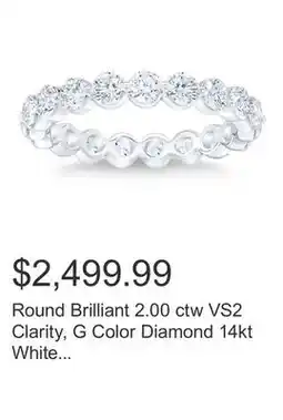 Costco Round Brilliant 2.00 ctw VS2 Clarity, G Color Diamond 14kt White Gold Eternity Band offer