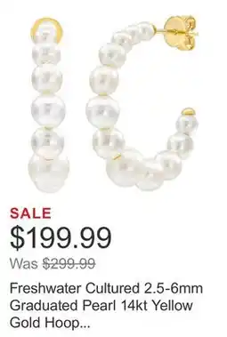Costco Freshwater Cultured 2.5-6mm Graduated Pearl 14kt Yellow Gold Hoop Earrings offer