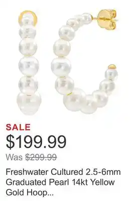 Costco Freshwater Cultured 2.5-6mm Graduated Pearl 14kt Yellow Gold Hoop Earrings offer
