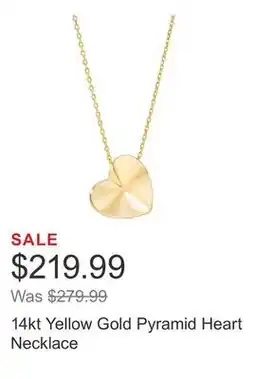 Costco 14kt Yellow Gold Pyramid Heart Necklace offer