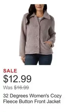 Costco 32 Degrees Women's Cozy Fleece Button Front Jacket offer