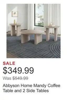 Costco Abbyson Home Mandy Coffee Table and 2 Side Tables offer