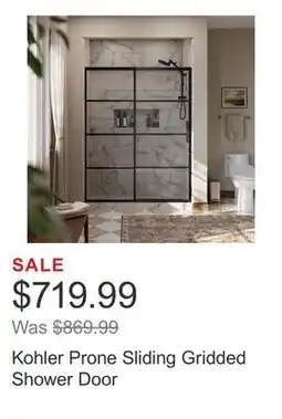 Costco Kohler Prone Sliding Gridded Shower Door offer