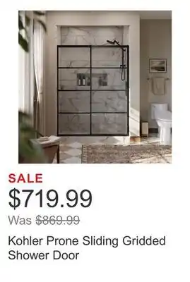 Costco Kohler Prone Sliding Gridded Shower Door offer
