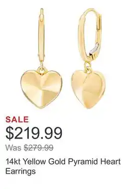 Costco 14kt Yellow Gold Pyramid Heart Earrings offer