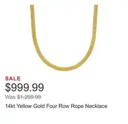 Costco 14kt Yellow Gold Four Row Rope Necklace offer