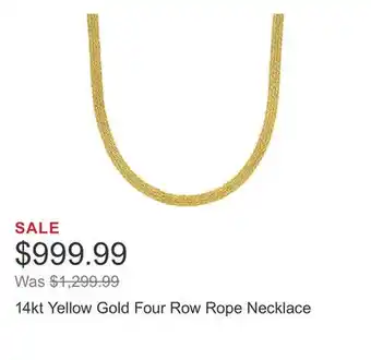 Costco 14kt Yellow Gold Four Row Rope Necklace offer