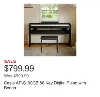 Costco Casio AP-S190CB 88 Key Digital Piano with Bench offer