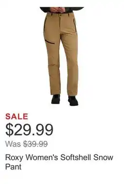 Costco Roxy Women's Softshell Snow Pant offer