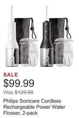 Costco Philips Sonicare Cordless Rechargeable Power Water Flosser, 2-pack offer