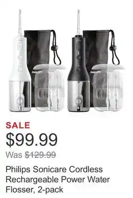 Costco Philips Sonicare Cordless Rechargeable Power Water Flosser, 2-pack offer
