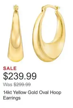 Costco 14kt Yellow Gold Oval Hoop Earrings offer