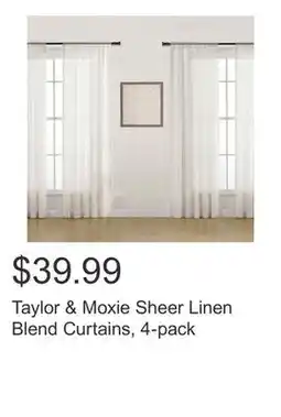 Costco Taylor & Moxie Sheer Linen Blend Curtains, 4-pack offer