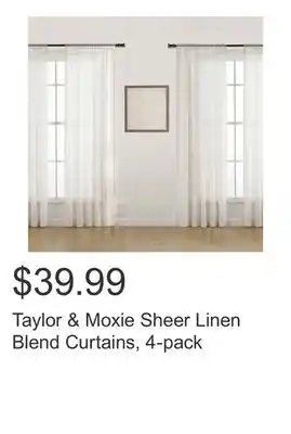 Costco Taylor & Moxie Sheer Linen Blend Curtains, 4-pack offer
