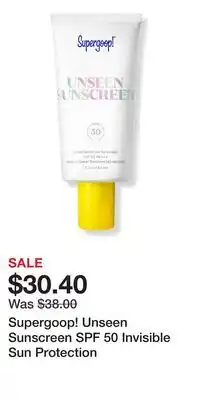Ulta Beauty Supergoop! Unseen Sunscreen SPF 50 Invisible Sun Protection offer