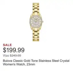 Costco Bulova Classic Gold Tone Stainless Steel Crystal Women's Watch, 23mm offer