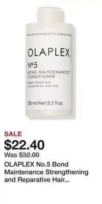 Ulta Beauty OLAPLEX No.5 Bond Maintenance Strengthening and Reparative Hair Conditioner offer