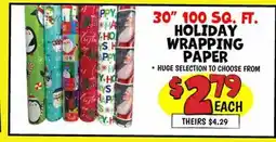 Ollie's 30 100 SQ. FT. HOLIDAY WRAPPING PAPER offer