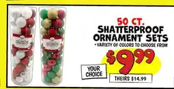 Ollie's 50 CT. SHATTERPROOF ORNAMENT SETS offer