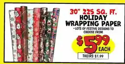 Ollie's 30 225 SQ. FT. HOLIDAY WRAPPING PAPER offer
