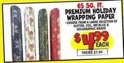Ollie's 65 SQ. FT. PREMIUM HOLIDAY WRAPPING PAPER offer