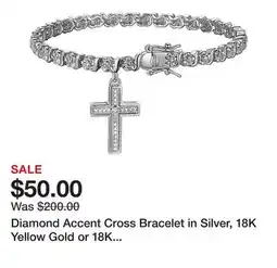 Belk Diamond Accent Cross Bracelet in Silver, 18K Yellow Gold or 18K Rose Gold Over Bronze offer