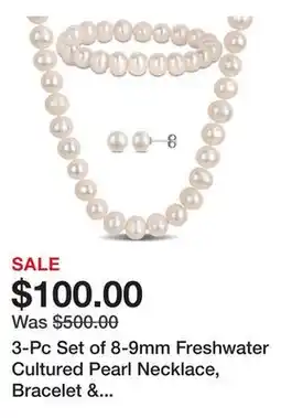 Belk 3-Pc Set of 8-9mm Freshwater Cultured Pearl Necklace, Bracelet & Earrings in Sterling Silver offer