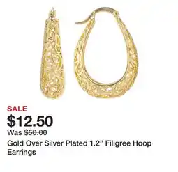 Belk Gold Over Silver Plated 1.2 Filigree Hoop Earrings offer