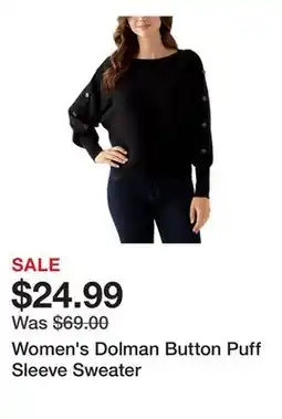 Belk Women's Dolman Button Puff Sleeve Sweater offer