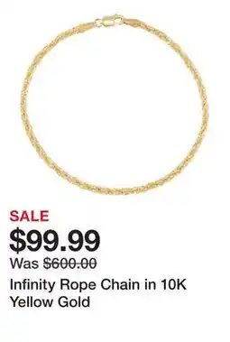 Belk Infinity Rope Chain in 10K Yellow Gold offer