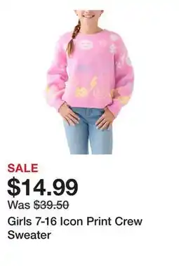 Belk Girls 7-16 Icon Print Crew Sweater offer