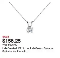 Belk Lab Created 1/2 ct. t.w. Lab Grown Diamond Solitaire Necklace In 14k Gold With 18 Inch Chain offer